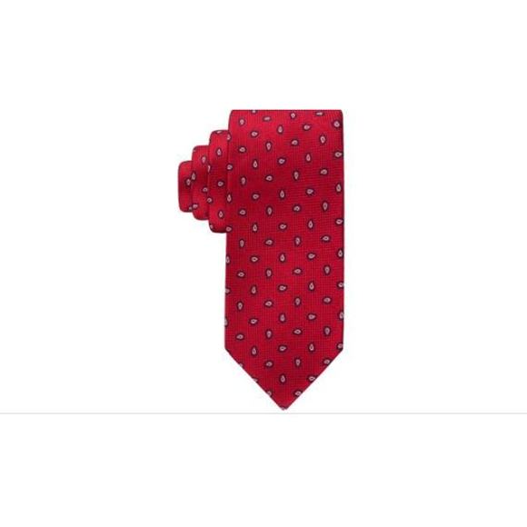 Tommy Hilfiger Mens Paisley Tie Red Oxford ONE SIZE 14650 - Picture 1 of 1
